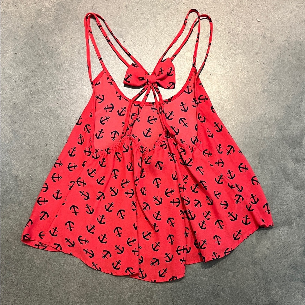 Rue21 Coral Anchor Print Flyaway Top M